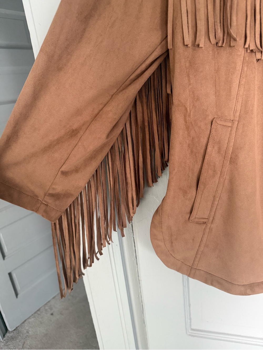 We The Free Fringe Out Vegan Suede Jacket L - Picture 5 of 15